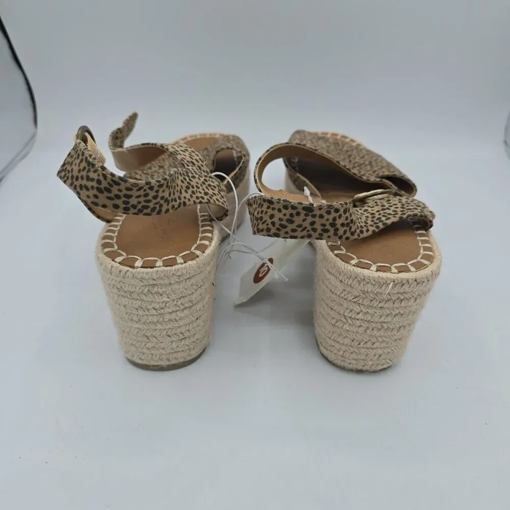 Size 10 Universal Thread Morgan Leopard Print Espadrille Wedge Woven Heel 3in